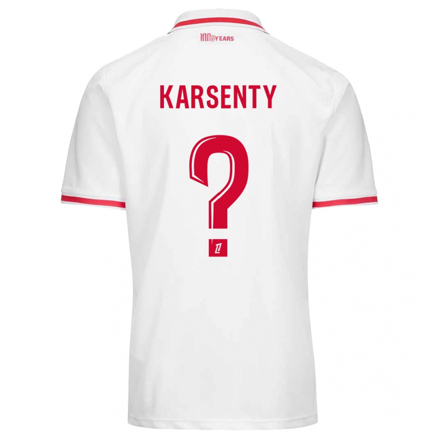 Niño Fútbol Camiseta Kylian Karsenty #0 Blanco Rojo 1ª Equipación 2024/25 Argentina