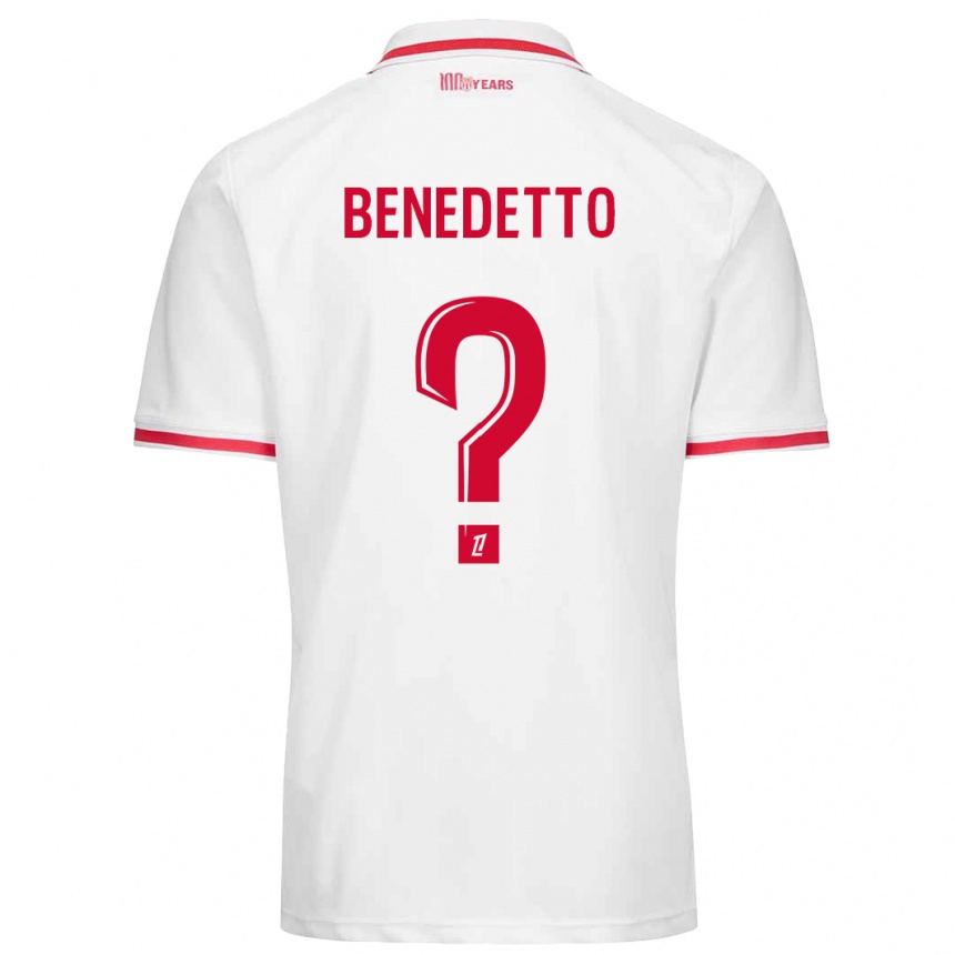 Niño Fútbol Camiseta Antéo Benedetto #0 Blanco Rojo 1ª Equipación 2024/25 Argentina