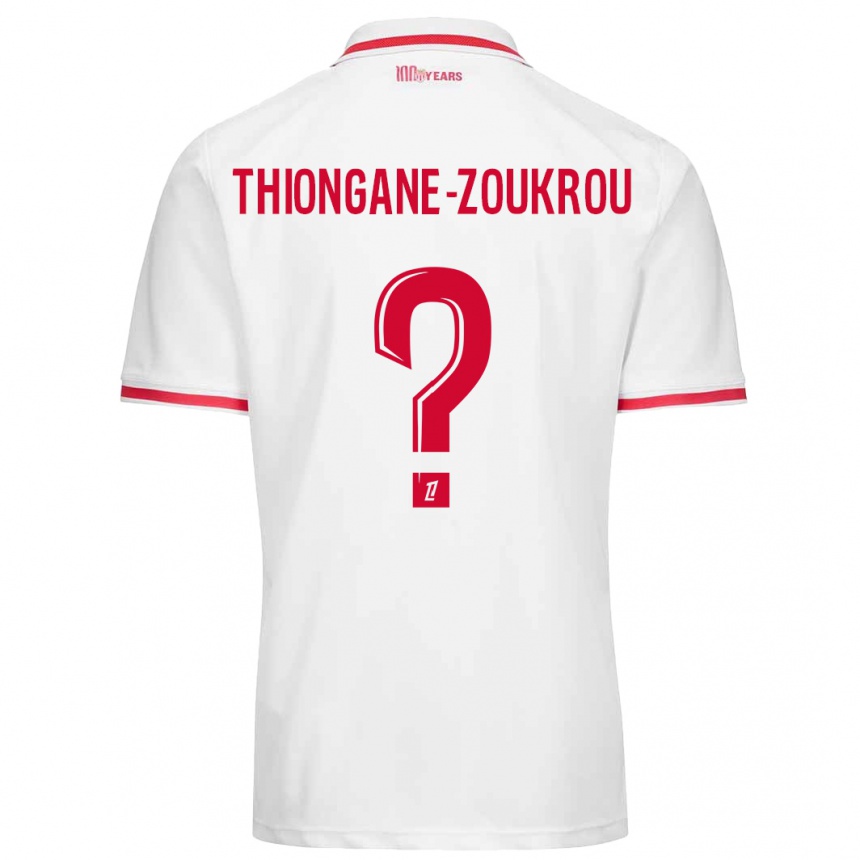 Niño Fútbol Camiseta Ackah-Tidiane Thiongane-Zoukrou #0 Blanco Rojo 1ª Equipación 2024/25 Argentina