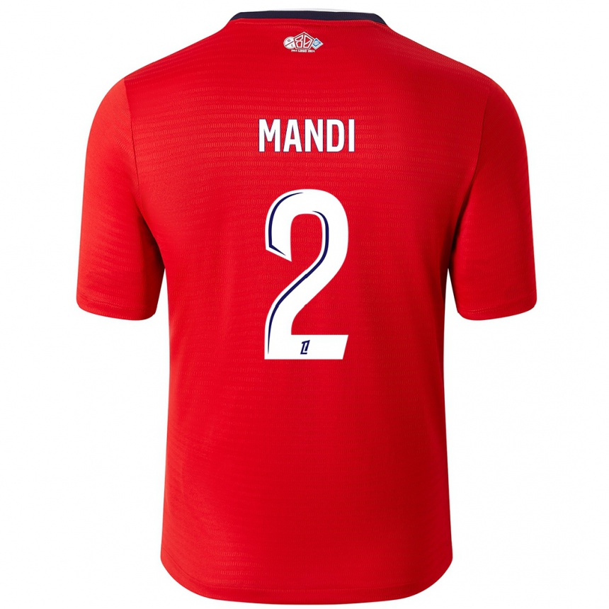 Niño Fútbol Camiseta Aïssa Mandi #2 Rojo Blanco 1ª Equipación 2024/25 Argentina