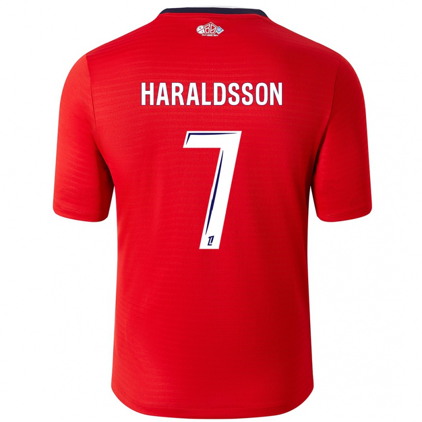 Niño Fútbol Camiseta Hákon Arnar Haraldsson #7 Rojo Blanco 1ª Equipación 2024/25 Argentina