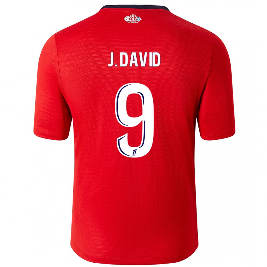 Niño Fútbol Camiseta Jonathan David #9 Rojo Blanco 1ª Equipación 2024/25 Argentina