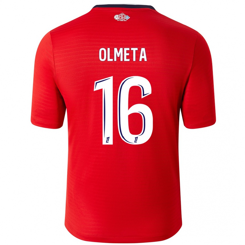 Niño Fútbol Camiseta Lisandru Olmeta #16 Rojo Blanco 1ª Equipación 2024/25 Argentina