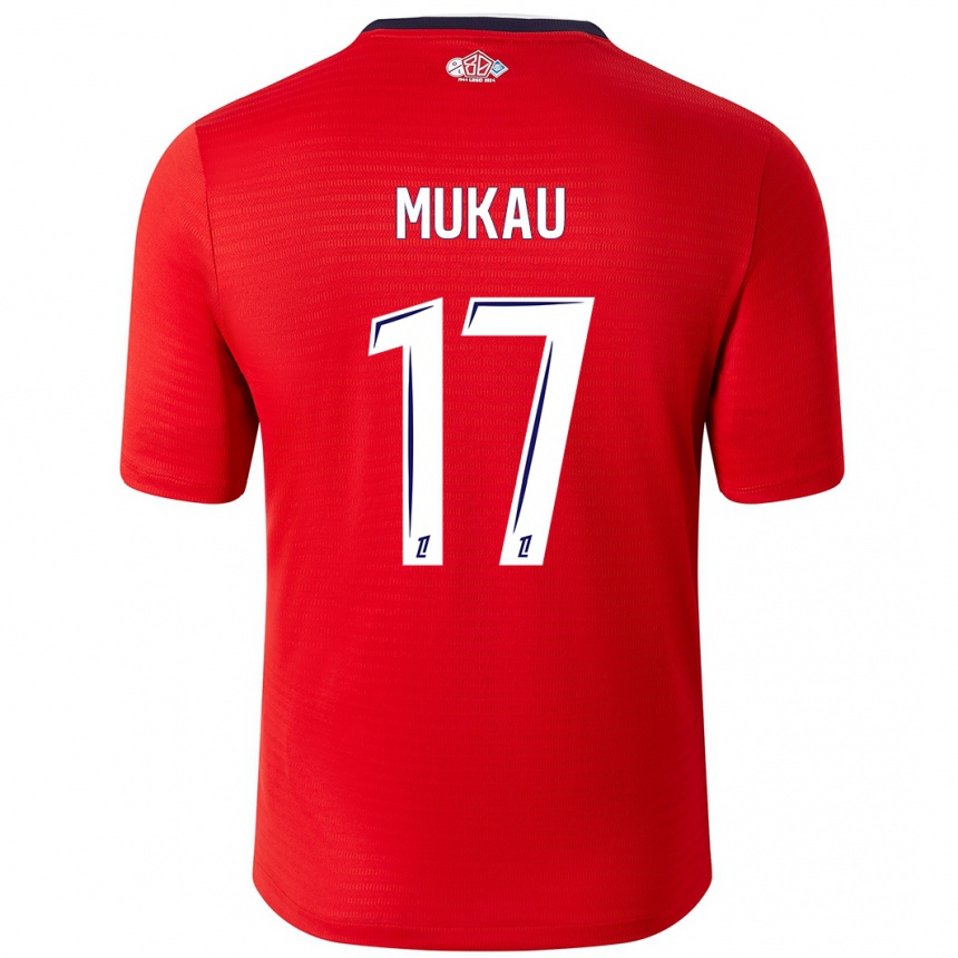 Niño Fútbol Camiseta Ngal'ayel Mukau #17 Rojo Blanco 1ª Equipación 2024/25 Argentina