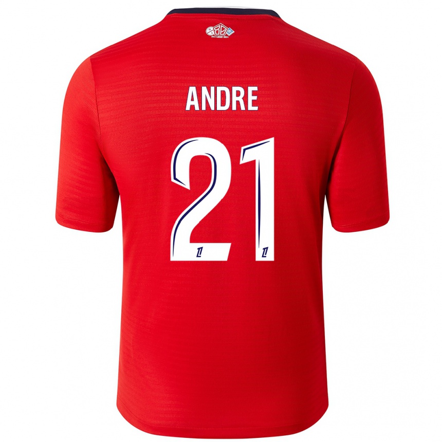 Niño Fútbol Camiseta Benjamin André #21 Rojo Blanco 1ª Equipación 2024/25 Argentina