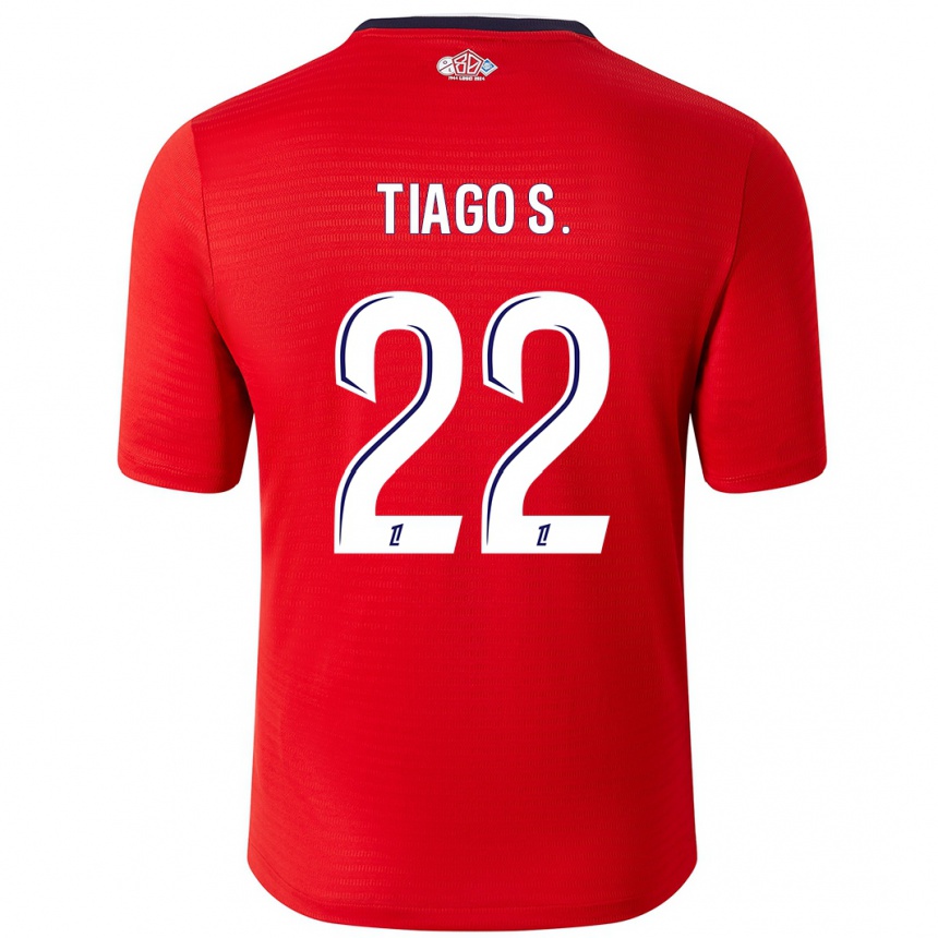 Niño Fútbol Camiseta Tiago Santos #22 Rojo Blanco 1ª Equipación 2024/25 Argentina