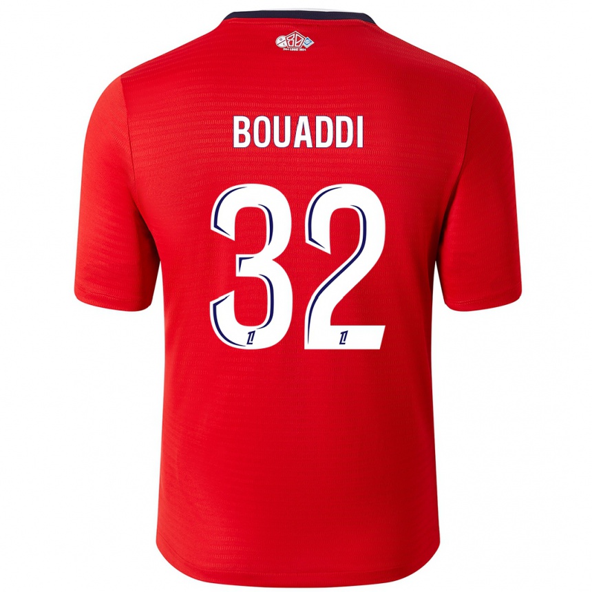 Niño Fútbol Camiseta Ayyoub Bouaddi #32 Rojo Blanco 1ª Equipación 2024/25 Argentina