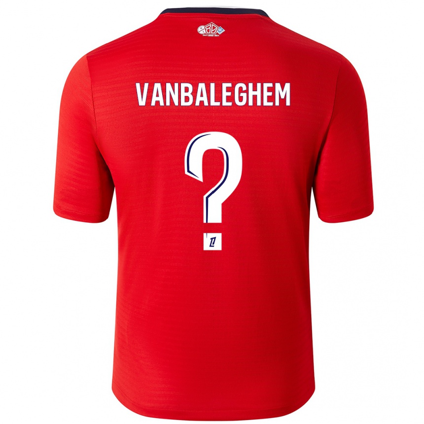 Niño Fútbol Camiseta Valentin Vanbaleghem #0 Rojo Blanco 1ª Equipación 2024/25 Argentina