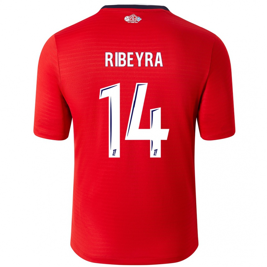 Niño Fútbol Camiseta Anaïs Ribeyra #14 Rojo Blanco 1ª Equipación 2024/25 Argentina