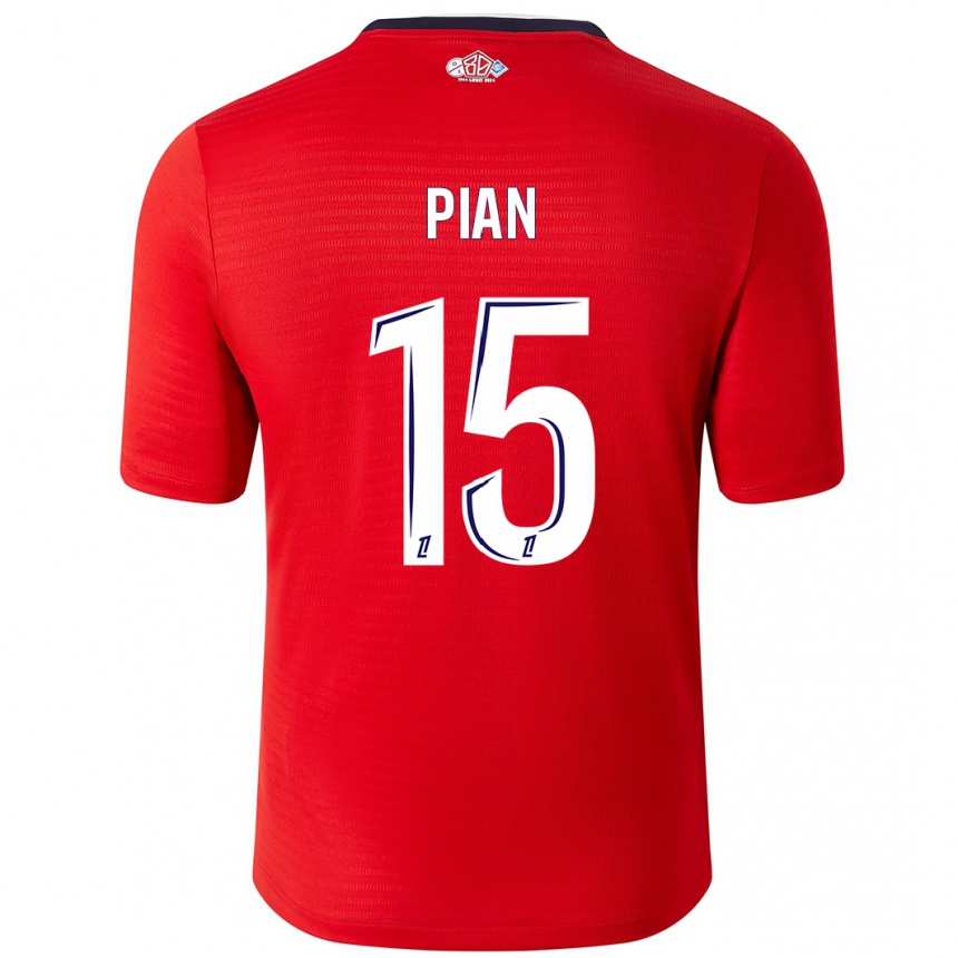 Niño Fútbol Camiseta Julie Pian #15 Rojo Blanco 1ª Equipación 2024/25 Argentina