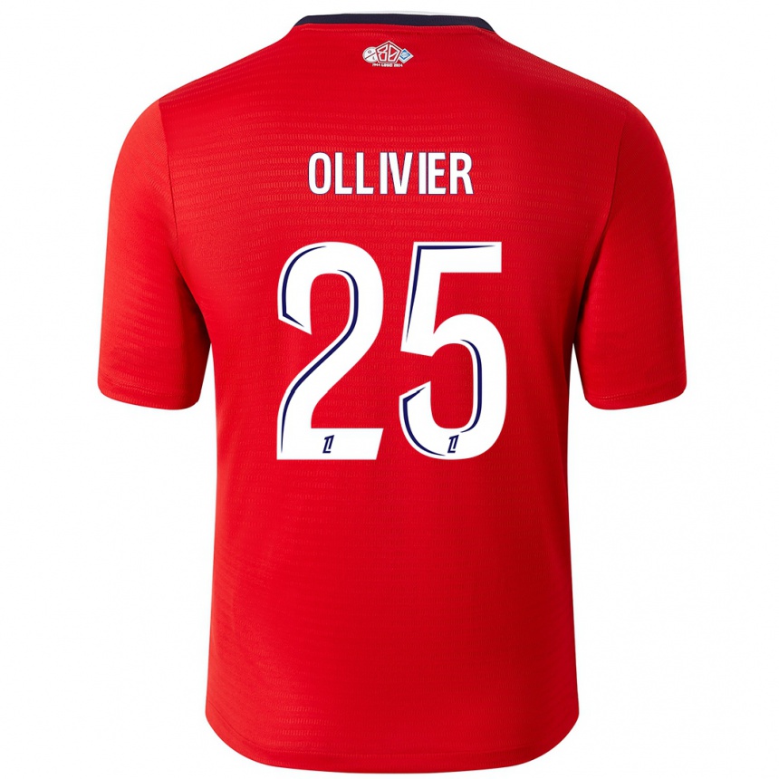 Niño Fútbol Camiseta Agathe Ollivier #25 Rojo Blanco 1ª Equipación 2024/25 Argentina