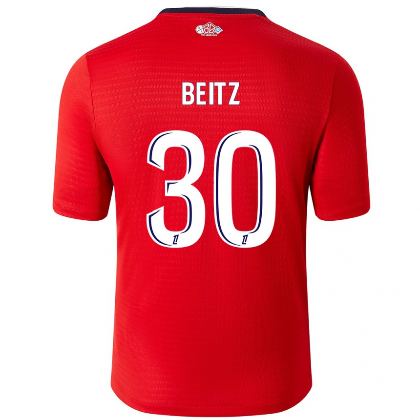 Niño Fútbol Camiseta Taylor Beitz #30 Rojo Blanco 1ª Equipación 2024/25 Argentina