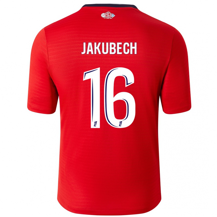 Niño Fútbol Camiseta Adam Jakubech #16 Rojo Blanco 1ª Equipación 2024/25 Argentina