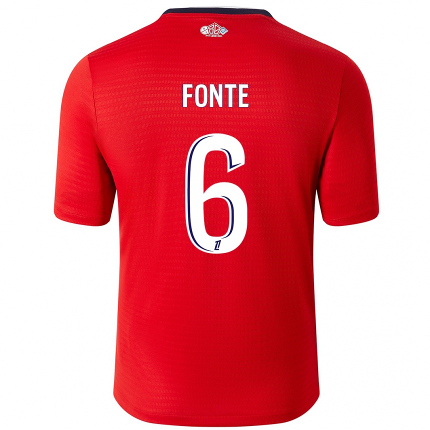 Niño Fútbol Camiseta Jose Fonte #6 Rojo Blanco 1ª Equipación 2024/25 Argentina