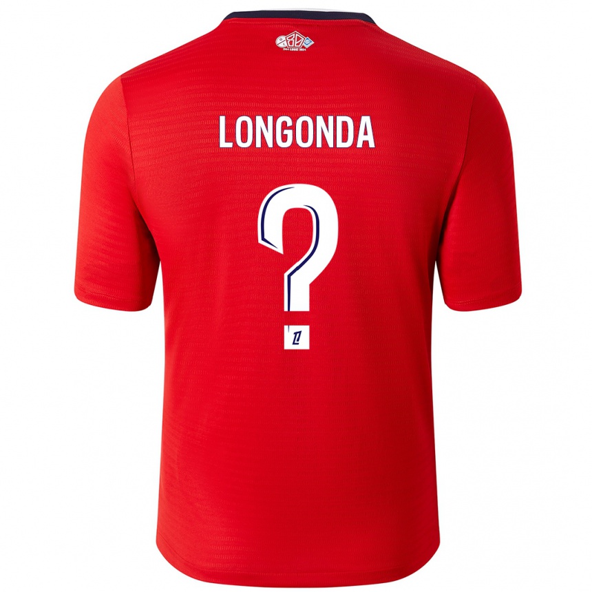 Niño Fútbol Camiseta Jean-Pierre Longonda #0 Rojo Blanco 1ª Equipación 2024/25 Argentina