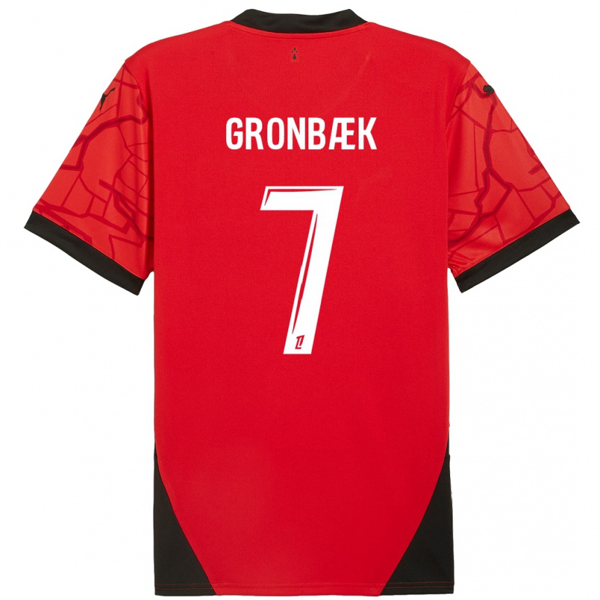 Niño Fútbol Camiseta Albert Grønbaek #7 Rojo Negro 1ª Equipación 2024/25 Argentina