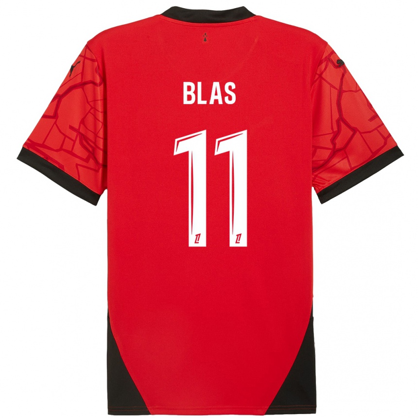 Niño Fútbol Camiseta Ludovic Blas #11 Rojo Negro 1ª Equipación 2024/25 Argentina