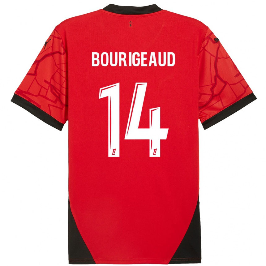 Niño Fútbol Camiseta Benjamin Bourigeaud #14 Rojo Negro 1ª Equipación 2024/25 Argentina