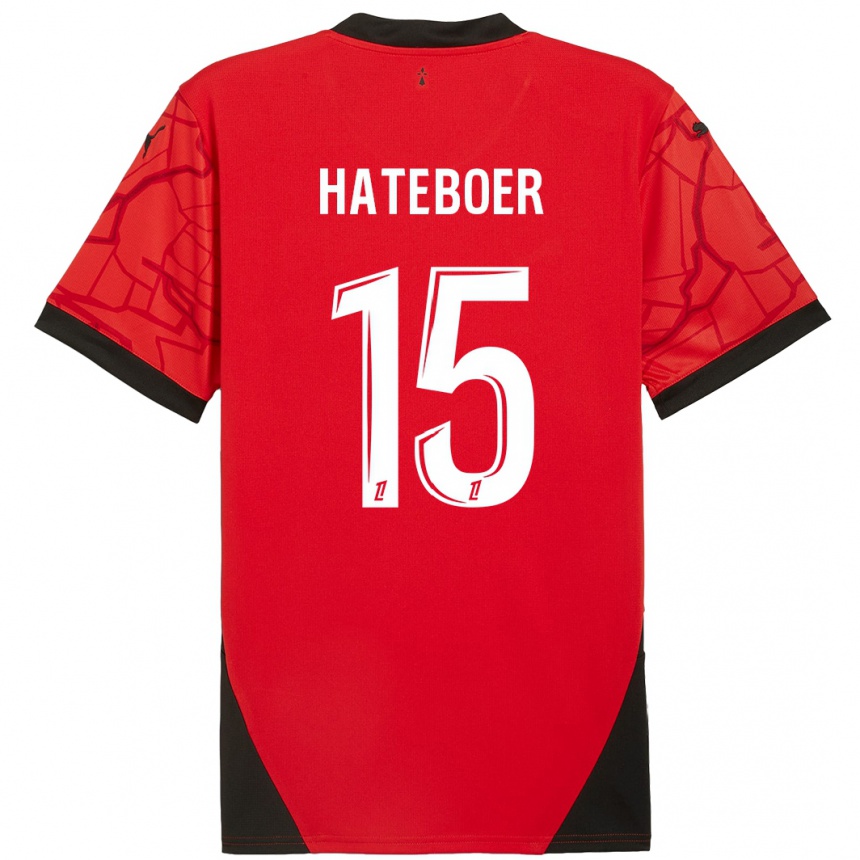 Niño Fútbol Camiseta Hans Hateboer #15 Rojo Negro 1ª Equipación 2024/25 Argentina