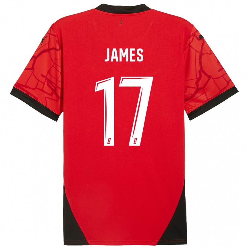 Niño Fútbol Camiseta Jordan James #17 Rojo Negro 1ª Equipación 2024/25 Argentina