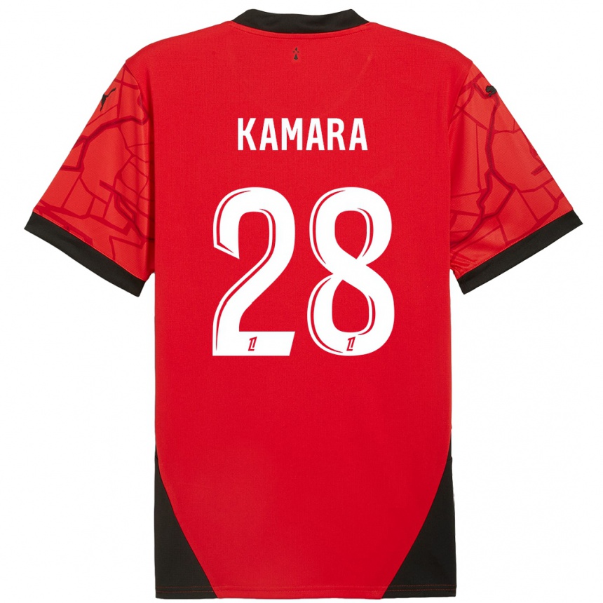 Niño Fútbol Camiseta Glen Kamara #28 Rojo Negro 1ª Equipación 2024/25 Argentina