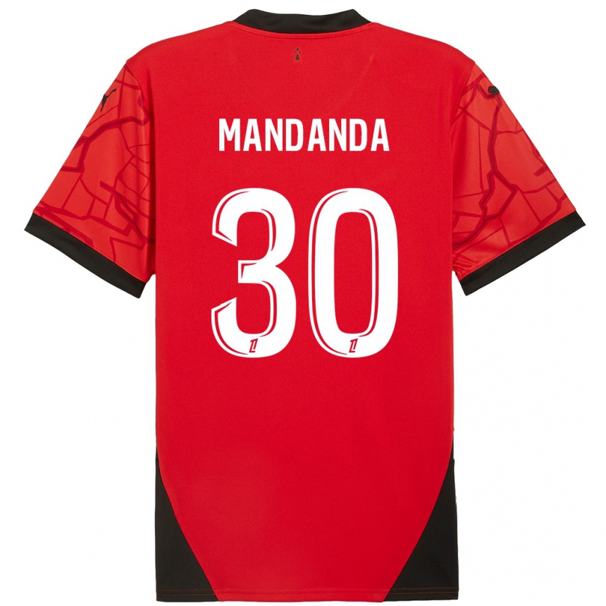 Niño Fútbol Camiseta Steve Mandanda #30 Rojo Negro 1ª Equipación 2024/25 Argentina