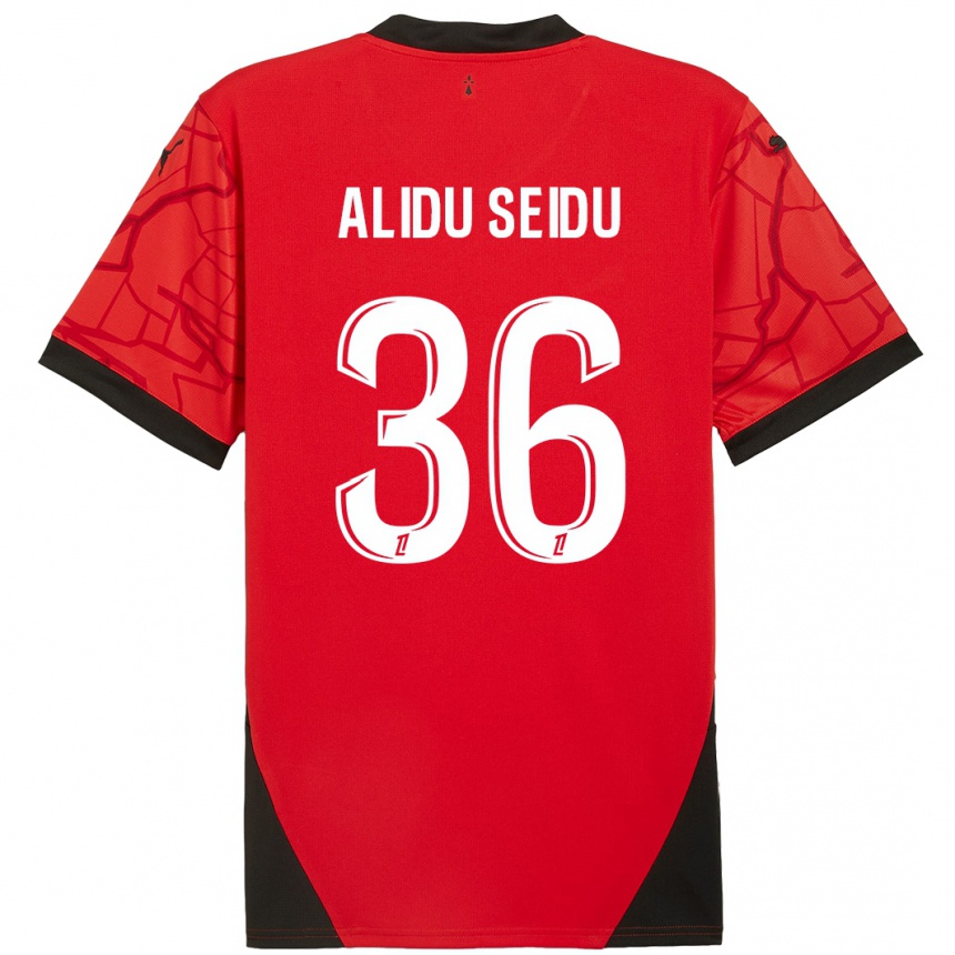 Niño Fútbol Camiseta Alidu Seidu #36 Rojo Negro 1ª Equipación 2024/25 Argentina