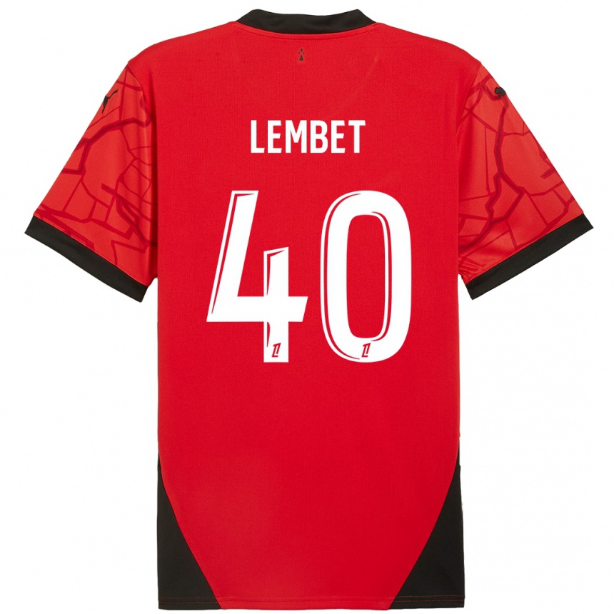 Niño Fútbol Camiseta Geoffrey Lembet #40 Rojo Negro 1ª Equipación 2024/25 Argentina