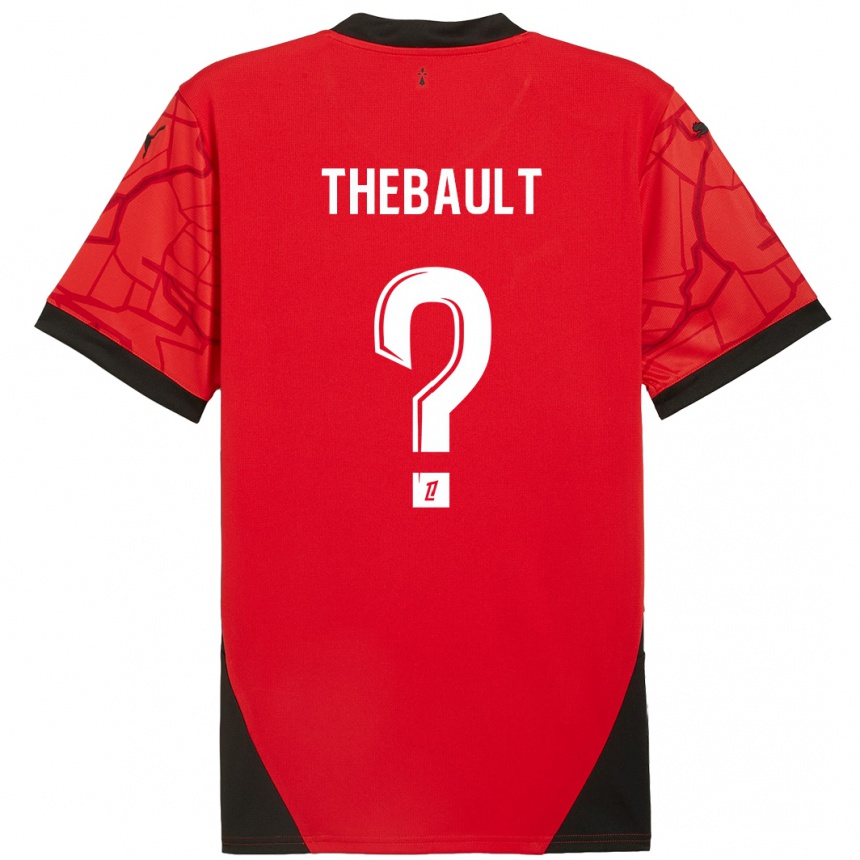 Niño Fútbol Camiseta Yaël Thébault #0 Rojo Negro 1ª Equipación 2024/25 Argentina