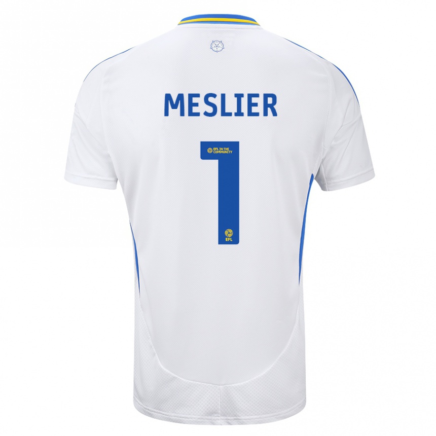 Niño Fútbol Camiseta Illan Meslier #1 Blanco Azul 1ª Equipación 2024/25 Argentina