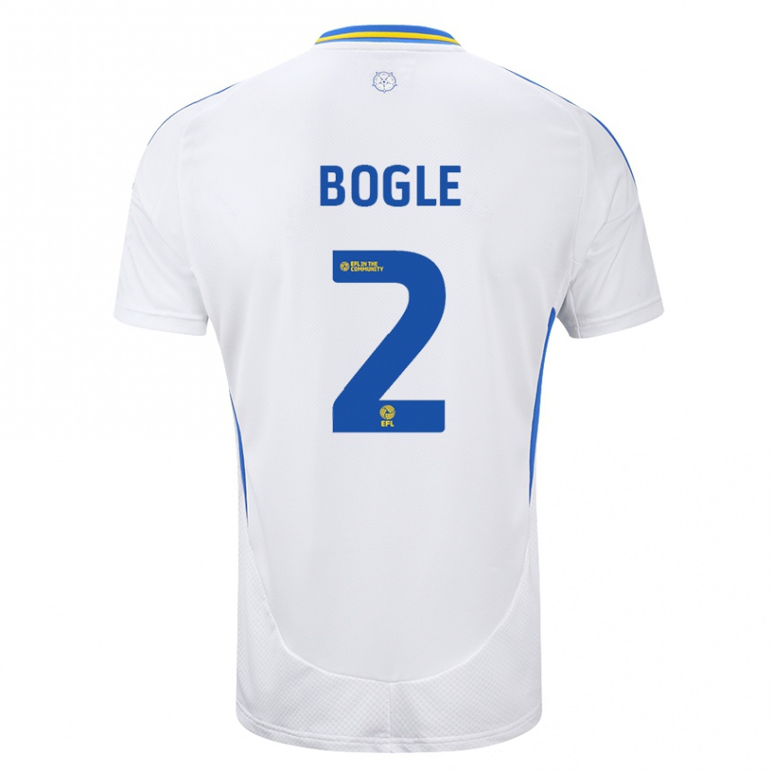 Niño Fútbol Camiseta Jayden Bogle #2 Blanco Azul 1ª Equipación 2024/25 Argentina