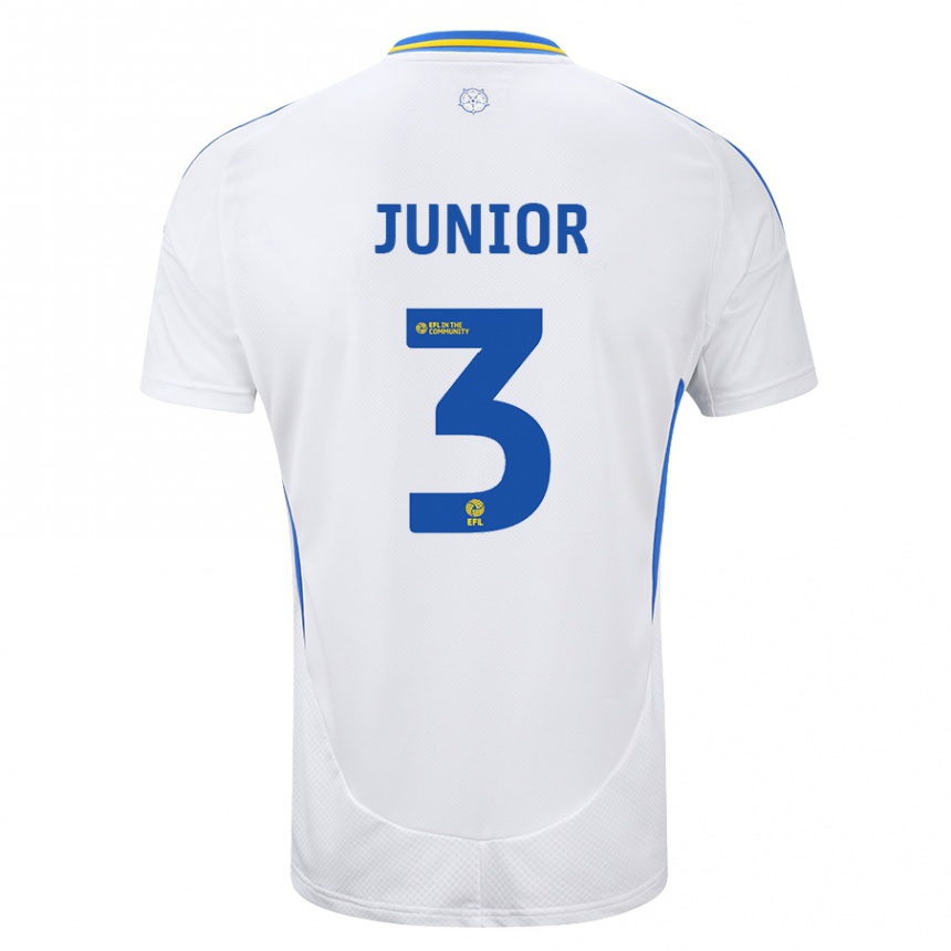 Niño Fútbol Camiseta Junior Firpo #3 Blanco Azul 1ª Equipación 2024/25 Argentina