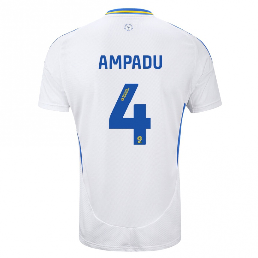 Niño Fútbol Camiseta Ethan Ampadu #4 Blanco Azul 1ª Equipación 2024/25 Argentina