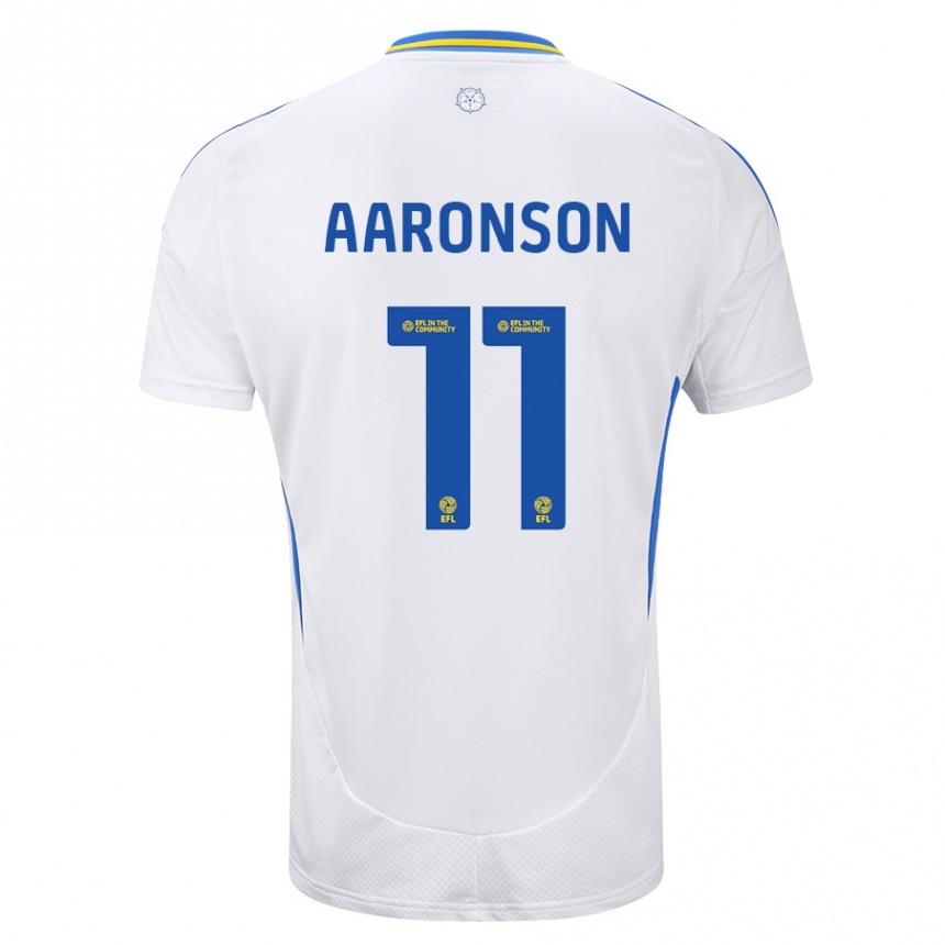 Niño Fútbol Camiseta Brenden Aaronson #11 Blanco Azul 1ª Equipación 2024/25 Argentina