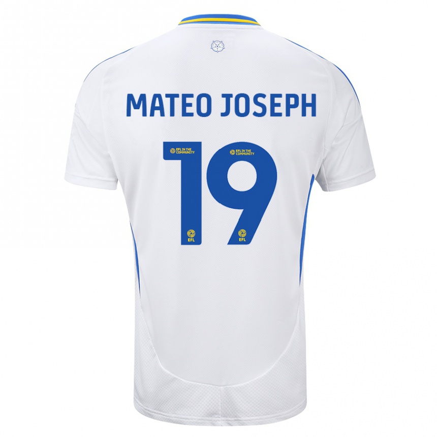 Niño Fútbol Camiseta Mateo Joseph #19 Blanco Azul 1ª Equipación 2024/25 Argentina