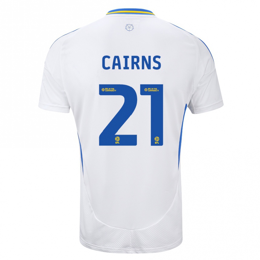 Niño Fútbol Camiseta Alex Cairns #21 Blanco Azul 1ª Equipación 2024/25 Argentina