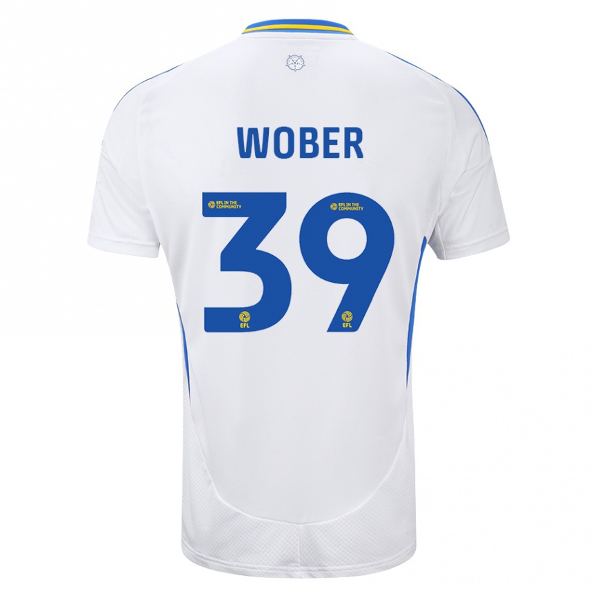 Niño Fútbol Camiseta Maximilian Wöber #39 Blanco Azul 1ª Equipación 2024/25 Argentina