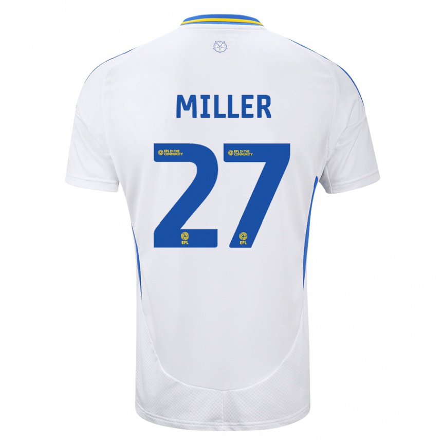 Niño Fútbol Camiseta Amari Miller #27 Blanco Azul 1ª Equipación 2024/25 Argentina