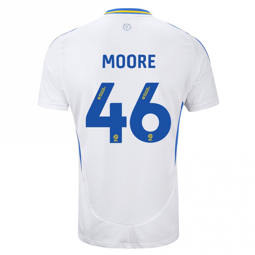 Niño Fútbol Camiseta Kris Moore #46 Blanco Azul 1ª Equipación 2024/25 Argentina