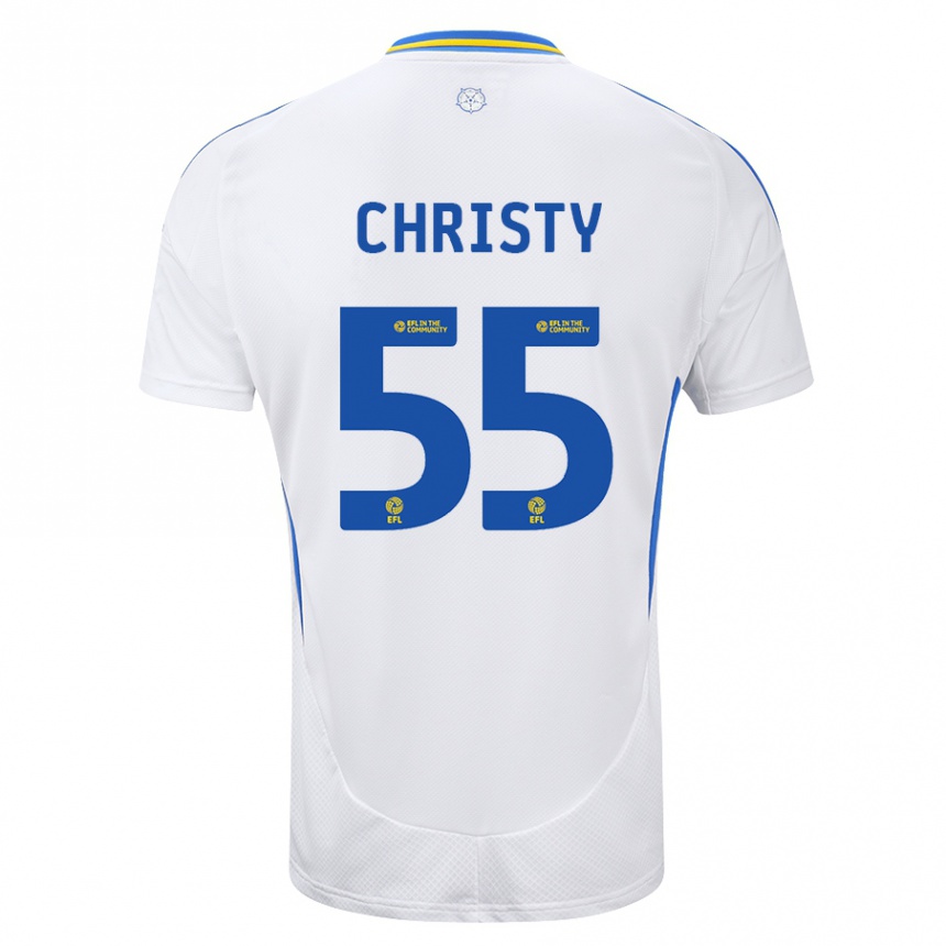 Niño Fútbol Camiseta Harry Christy #55 Blanco Azul 1ª Equipación 2024/25 Argentina