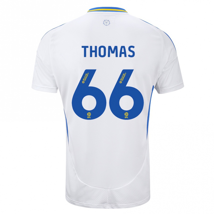 Niño Fútbol Camiseta Luca Thomas #66 Blanco Azul 1ª Equipación 2024/25 Argentina