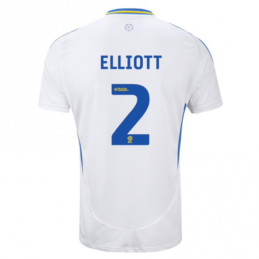 Niño Fútbol Camiseta Izzy Elliott #2 Blanco Azul 1ª Equipación 2024/25 Argentina