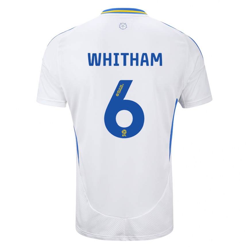 Niño Fútbol Camiseta Danielle Whitham #6 Blanco Azul 1ª Equipación 2024/25 Argentina