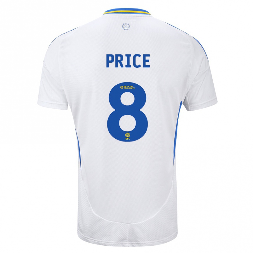 Niño Fútbol Camiseta Leoni Price #8 Blanco Azul 1ª Equipación 2024/25 Argentina