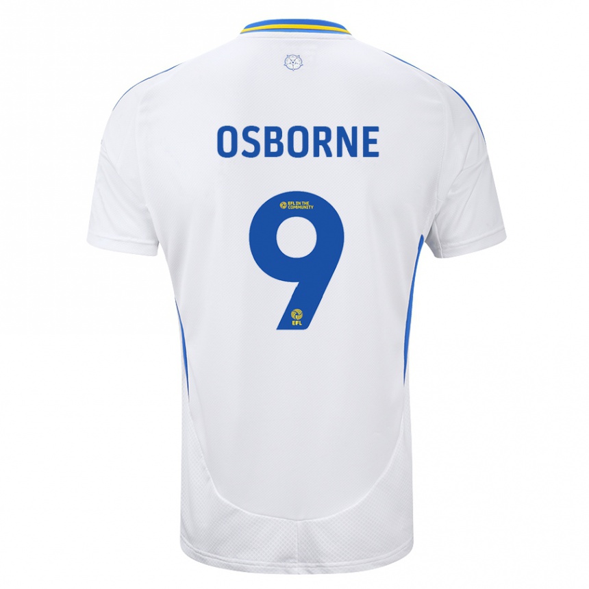 Niño Fútbol Camiseta Jemimah Osborne #9 Blanco Azul 1ª Equipación 2024/25 Argentina