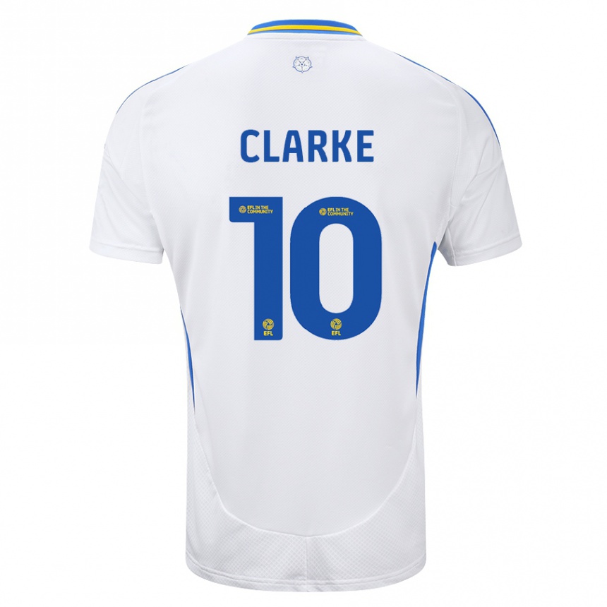 Niño Fútbol Camiseta Sarah Clarke #10 Blanco Azul 1ª Equipación 2024/25 Argentina