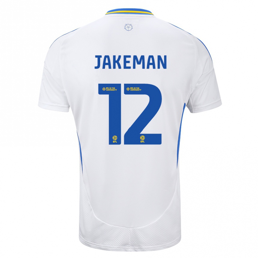 Niño Fútbol Camiseta Harriet Jakeman #12 Blanco Azul 1ª Equipación 2024/25 Argentina