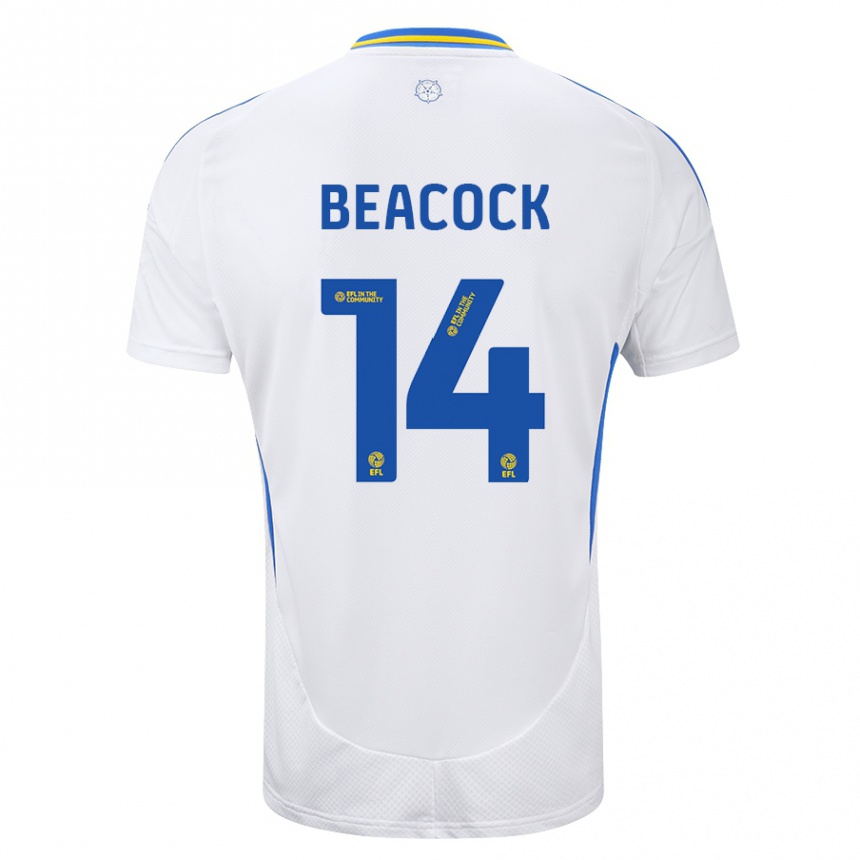 Niño Fútbol Camiseta Molly Beacock #14 Blanco Azul 1ª Equipación 2024/25 Argentina