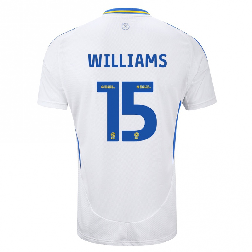 Niño Fútbol Camiseta Paige Williams #15 Blanco Azul 1ª Equipación 2024/25 Argentina