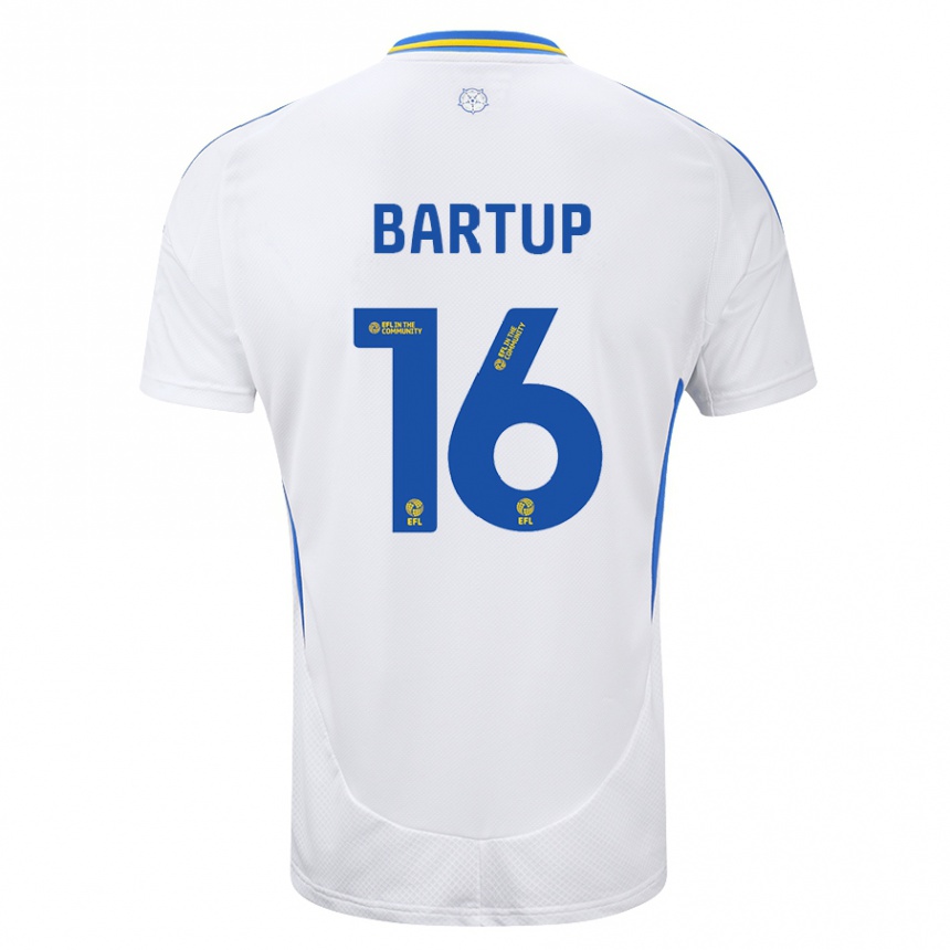 Niño Fútbol Camiseta Laura Bartup #16 Blanco Azul 1ª Equipación 2024/25 Argentina